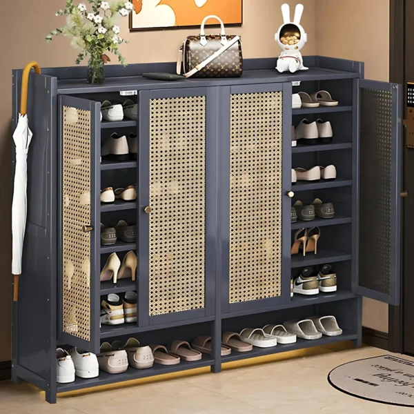 8 Tier Bamboo Shoe Storage Cabinet with Doors, 38-40 Pairs Shoe Rack for Closet, Freestanding Shoe Storage Cabinet for Hallway - Image 6