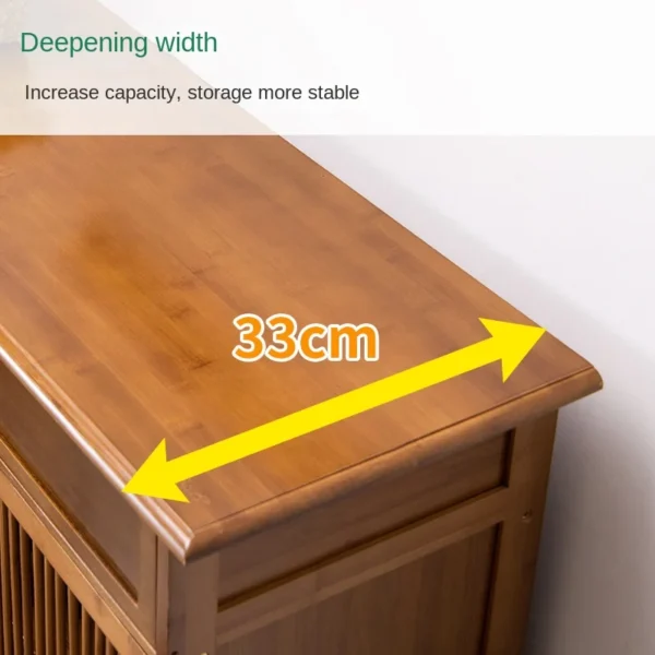Household corridor door shoe cabinet living room multi-layer shoe rack small apartment bamboo solid wood dustproof shoe storage - Image 3