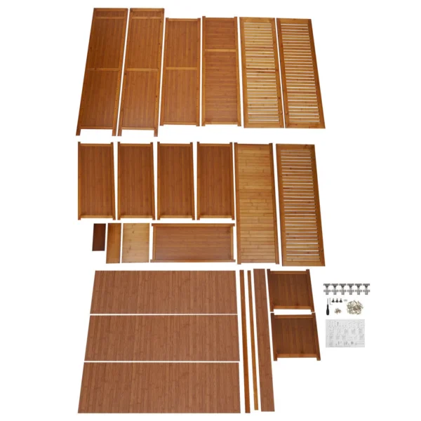 Bamboo Shoe Storage Cabinet 7 Tier Shoes Rack with Door Free Standing Shoe Rack Shoe Organizer for Entryway Hallway Living Room - Image 2