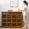 Household corridor door shoe cabinet living room multi-layer shoe rack small apartment bamboo solid wood dustproof shoe storage
