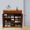 Bamboo Shoe Racks & Stands Portable Storage Shelves Entrance Saving Wooden Shoe Rack Organizer Cabinet