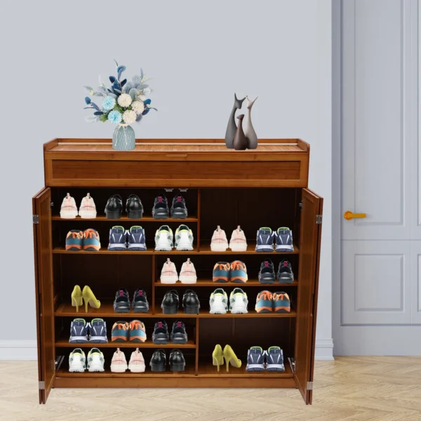 Bamboo Shoe Racks & Stands Portable Storage Shelves Entrance Saving Wooden Shoe Rack Organizer Cabinet
