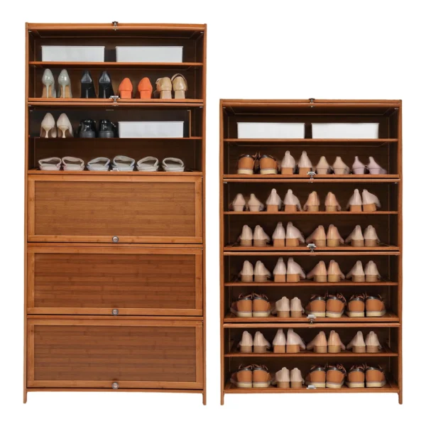 Large Capacity Shoe Cabinet Free Standing Shoe Cabinet with Doors 80CM Simple Installation Raised Bottom for Gardens/Terraces - Image 2