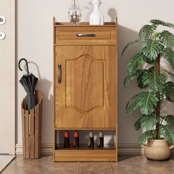 Shoe Cabinet Storage Solid Wood Home Entrance Porch Cabinet Integrated Indoor Beautiful Dustproof Storage Shoe Rack With Drawer