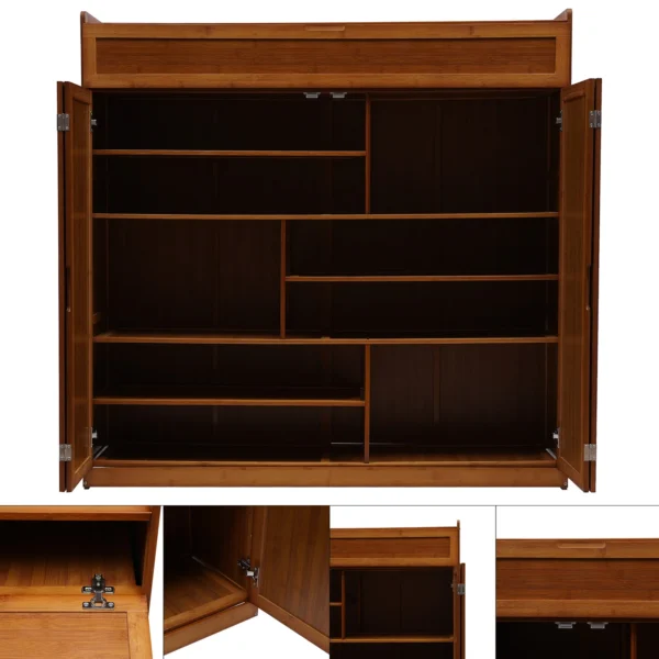 Bamboo Shoe Racks & Stands Portable Storage Shelves Entrance Saving Wooden Shoe Rack Organizer Cabinet - Image 4