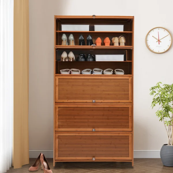Large Capacity Shoe Cabinet Free Standing Shoe Cabinet with Doors 80CM Simple Installation Raised Bottom for Gardens/Terraces - Image 3