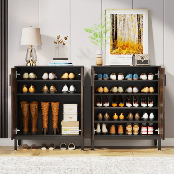 TRIBESIGNS WAY TO ORIGIN Shoe Cabinet, 20 Pairs Modern Shoe Storage Cabinet with Doors, 6-Tier Freestanding Shoe Organizer Rack - Image 2