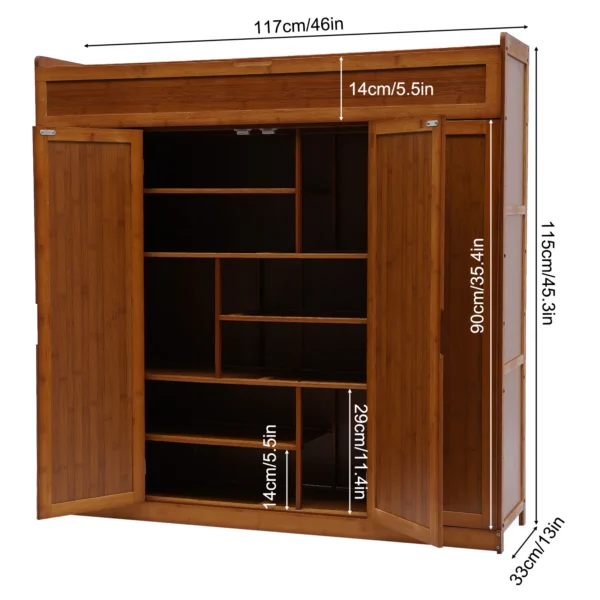 Bamboo Shoe Racks & Stands Portable Storage Shelves Entrance Saving Wooden Shoe Rack Organizer Cabinet - Image 5